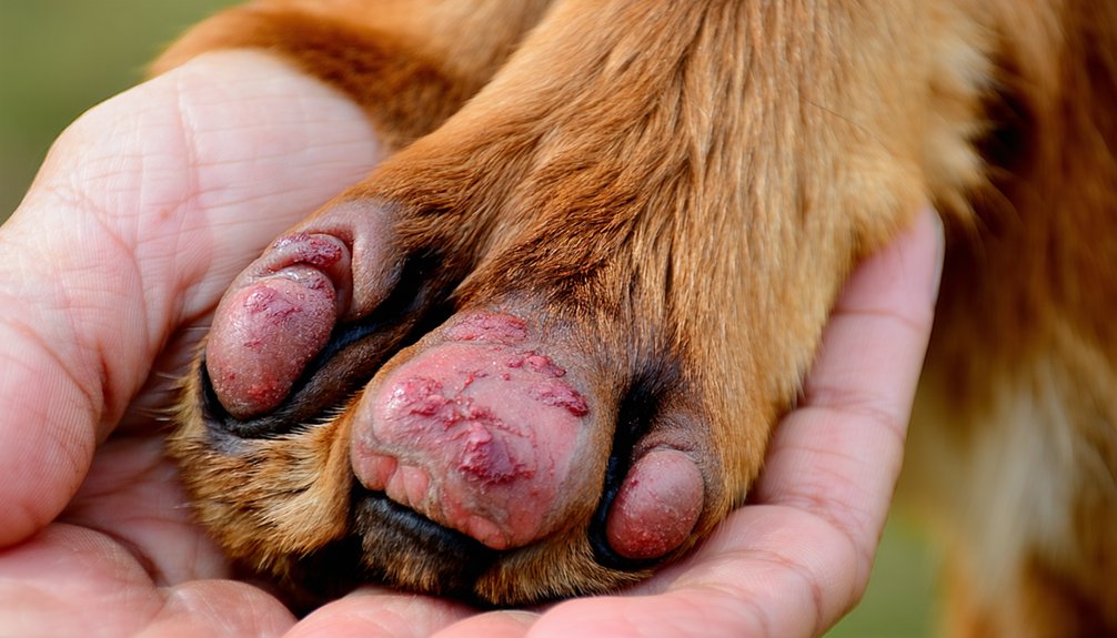 burned paw pad visual signs