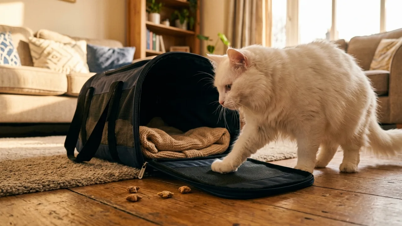 Cat carrier acclimation at home — How to Fly With a Cat: The Complete Step-by-Step Travel Guide
