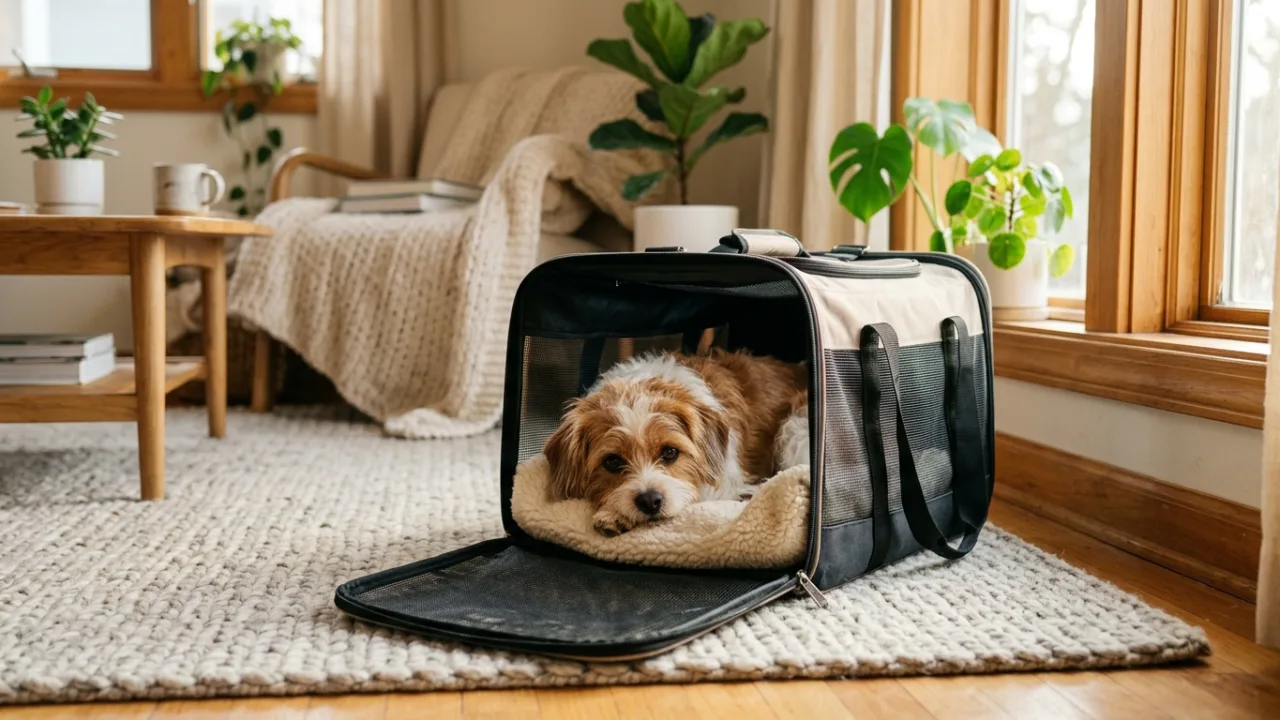 Section image - dog carrier comfort training at home — Low-Cost Carriers and Pets: Which Budget Airlines Actually Allow Dogs
