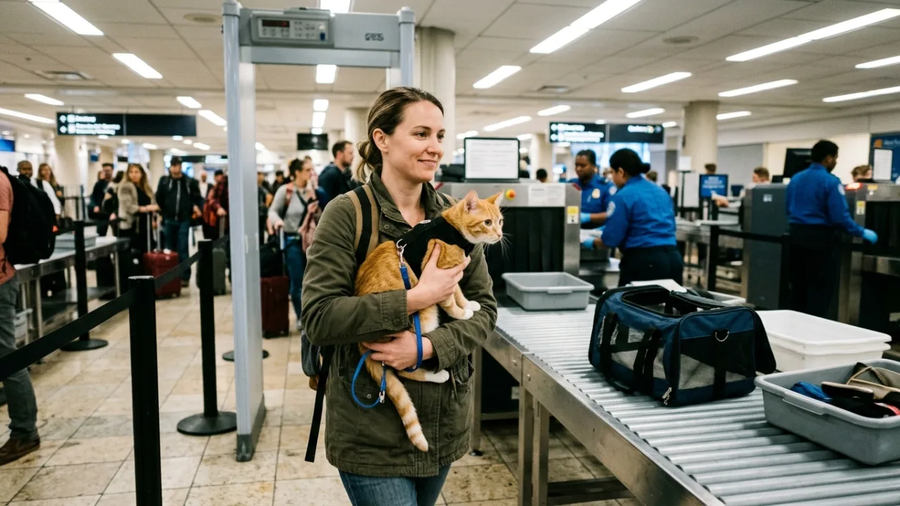 TSA security screening with a cat — How to Fly With a Cat: The Complete Step-by-Step Travel Guide