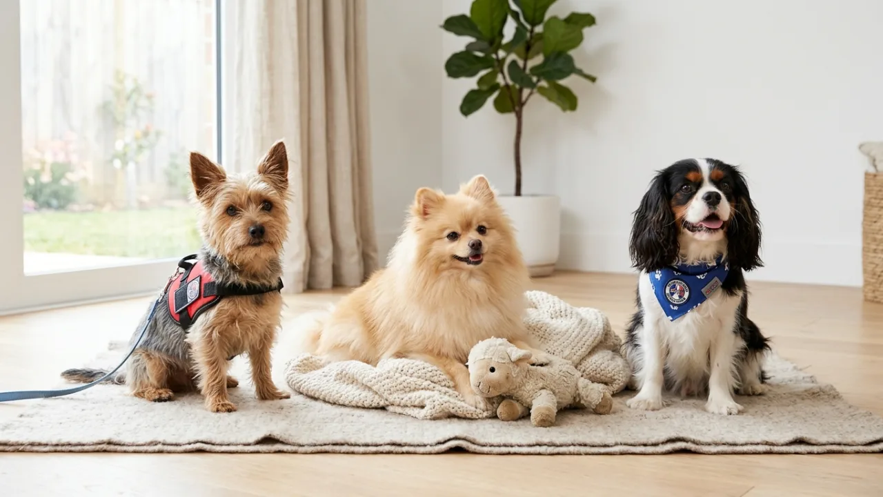 Comparison/educational visual — Service Dog vs. Emotional Support Animal vs. Therapy Dog: The Legal Differences That Matter f