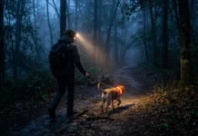 Night Hiking With Dogs: Headlamp Choice, Visibility Gear, and Nocturnal Wildlife Risks Featured/hero image — Night Hiking With Dogs: Headlamp Choice, Visibility Gear, and Nocturnal Wildlife Risks
