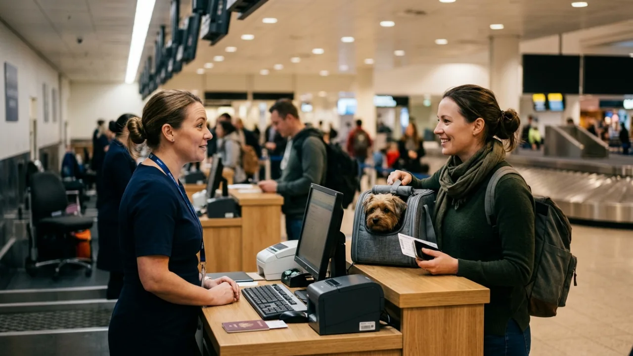 Section image - airport check-in moment — What Happens If You Lose Your Dog's Paperwork Abroad: Emergency Replacement Process