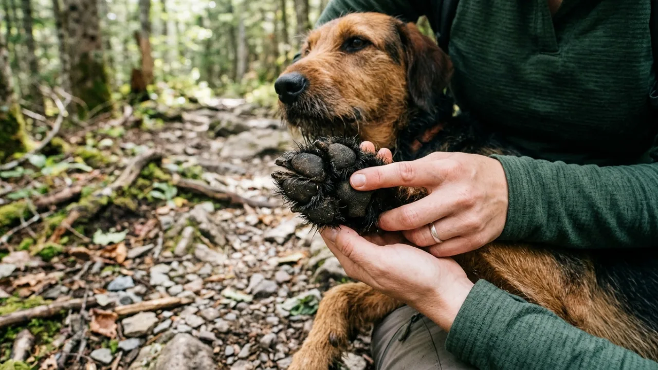Section image - dog paw inspection — Off-Trail Bushwhacking: Paw and Eye Protection When There's No Trail at All